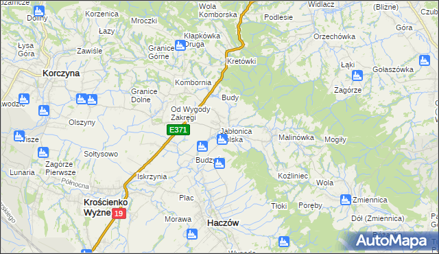 mapa Jabłonica Polska, Jabłonica Polska na mapie Targeo