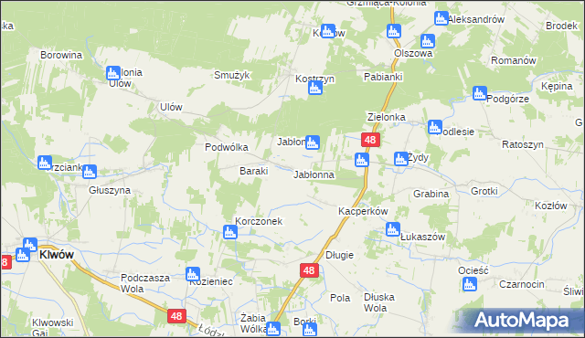 mapa Jabłonna gmina Wyśmierzyce, Jabłonna gmina Wyśmierzyce na mapie Targeo
