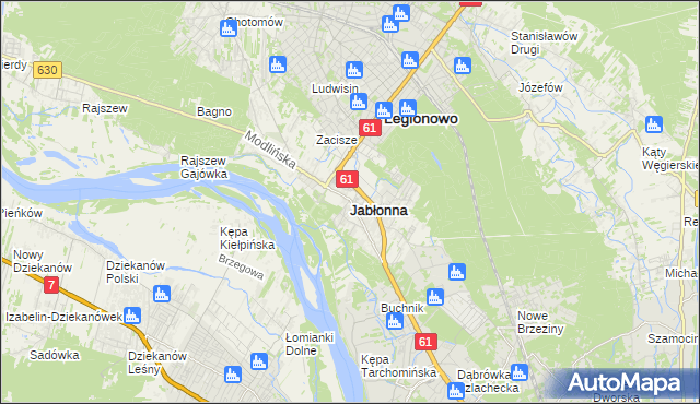 mapa Jabłonna powiat legionowski, Jabłonna powiat legionowski na mapie Targeo