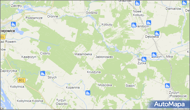 mapa Jabłonowiec gmina Trojanów, Jabłonowiec gmina Trojanów na mapie Targeo