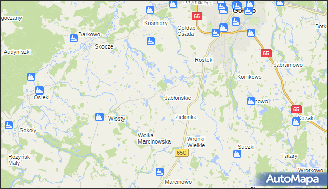 mapa Jabłońskie gmina Gołdap, Jabłońskie gmina Gołdap na mapie Targeo