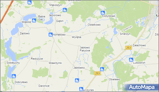 mapa Jabłowo Pałuckie, Jabłowo Pałuckie na mapie Targeo