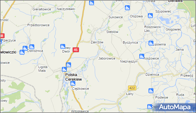 mapa Jaborowice, Jaborowice na mapie Targeo