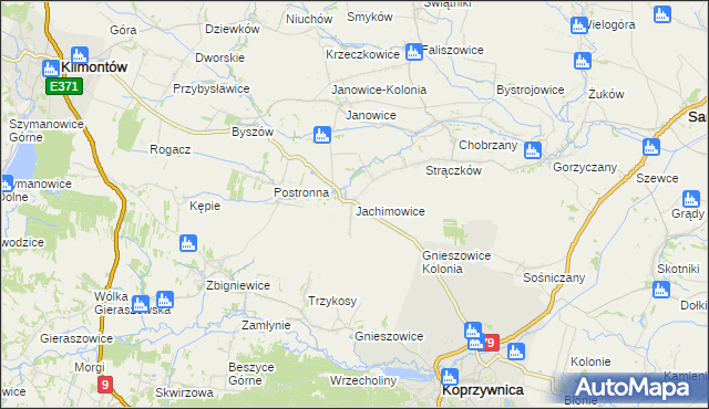 mapa Jachimowice, Jachimowice na mapie Targeo