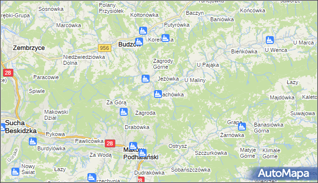 mapa Jachówka, Jachówka na mapie Targeo