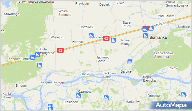 mapa Jackowo Górne, Jackowo Górne na mapie Targeo
