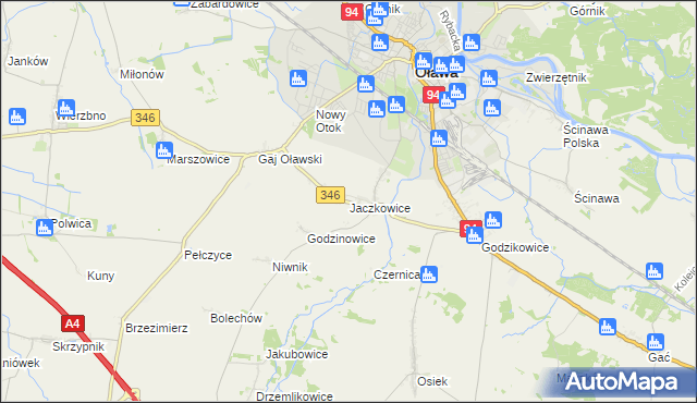 mapa Jaczkowice, Jaczkowice na mapie Targeo