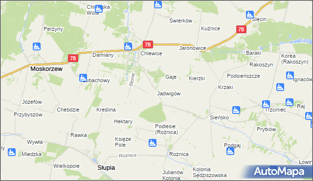 mapa Jadwigów gmina Moskorzew, Jadwigów gmina Moskorzew na mapie Targeo