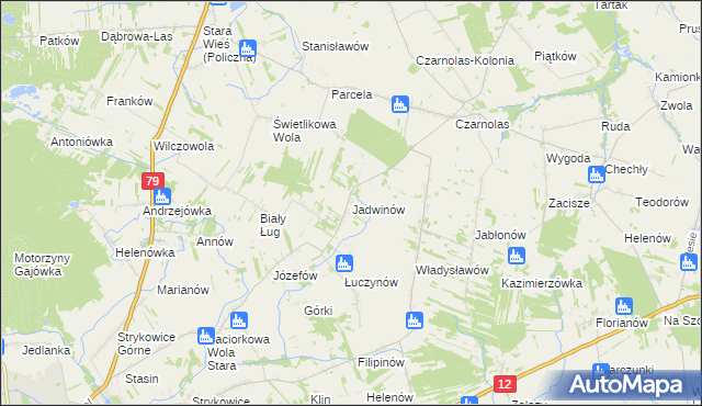 mapa Jadwinów gmina Policzna, Jadwinów gmina Policzna na mapie Targeo