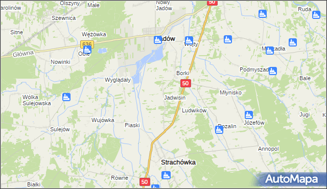 mapa Jadwisin gmina Strachówka, Jadwisin gmina Strachówka na mapie Targeo