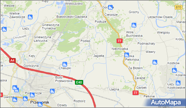 mapa Jagiełła gmina Tryńcza, Jagiełła gmina Tryńcza na mapie Targeo