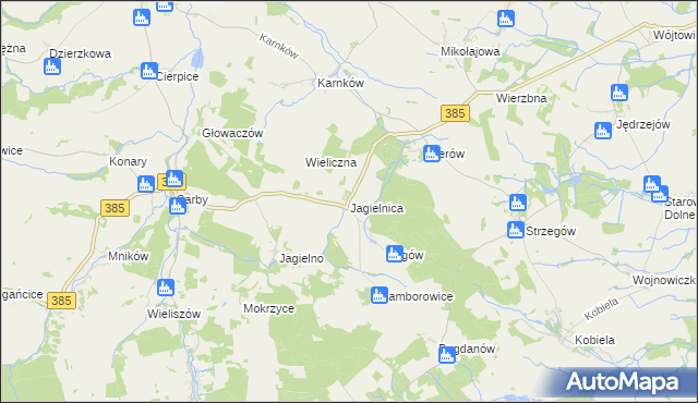 mapa Jagielnica, Jagielnica na mapie Targeo