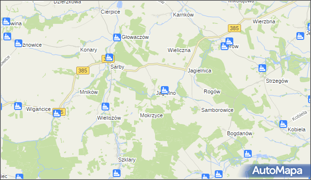 mapa Jagielno gmina Przeworno, Jagielno gmina Przeworno na mapie Targeo