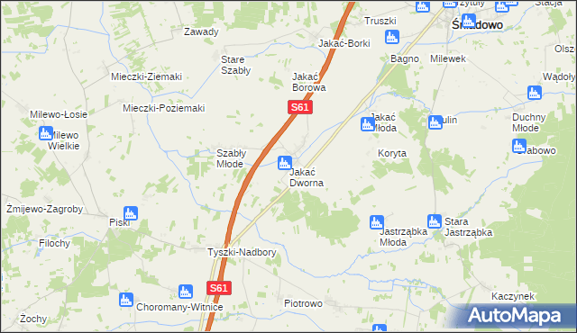 mapa Jakać Dworna, Jakać Dworna na mapie Targeo