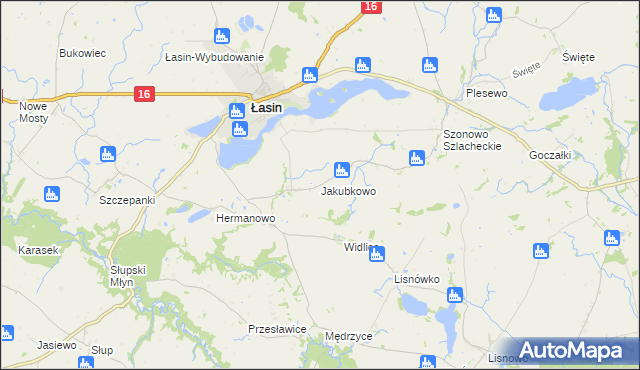 mapa Jakubkowo gmina Łasin, Jakubkowo gmina Łasin na mapie Targeo