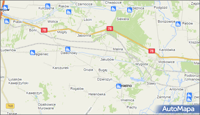 mapa Jakubów gmina Imielno, Jakubów gmina Imielno na mapie Targeo