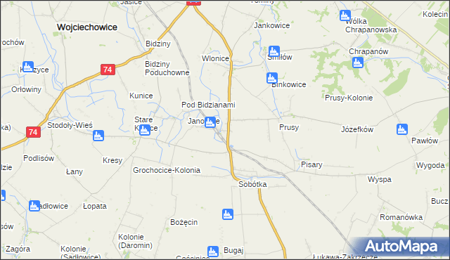 mapa Jakubowice gmina Ożarów, Jakubowice gmina Ożarów na mapie Targeo