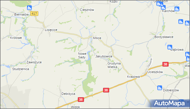 mapa Jakubowice gmina Pawłowiczki, Jakubowice gmina Pawłowiczki na mapie Targeo