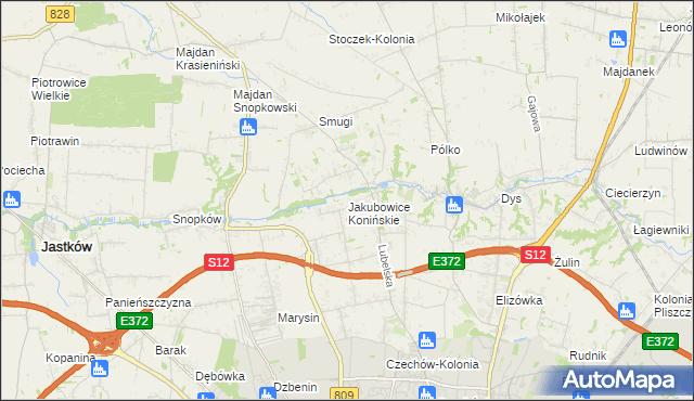 mapa Jakubowice Konińskie, Jakubowice Konińskie na mapie Targeo