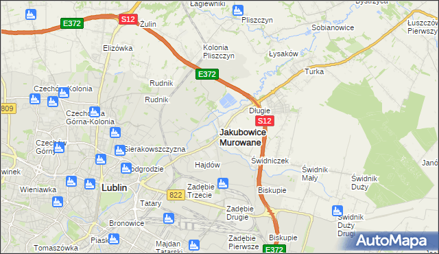 mapa Jakubowice Murowane, Jakubowice Murowane na mapie Targeo