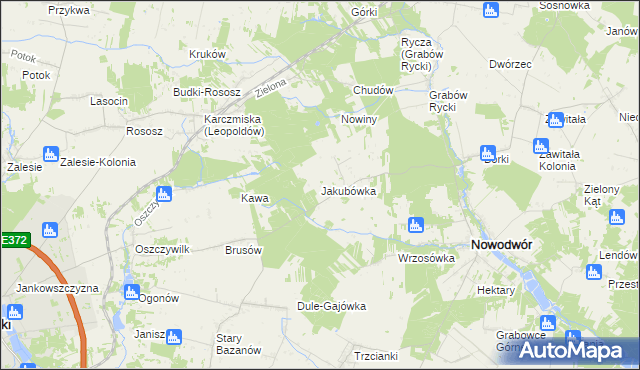 mapa Jakubówka gmina Nowodwór, Jakubówka gmina Nowodwór na mapie Targeo
