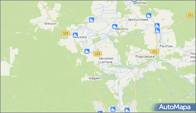 mapa Jakubowo Lubińskie, Jakubowo Lubińskie na mapie Targeo