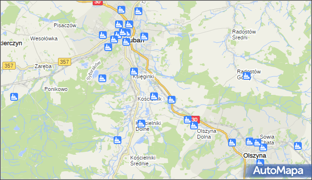 mapa Jałowiec gmina Lubań, Jałowiec gmina Lubań na mapie Targeo