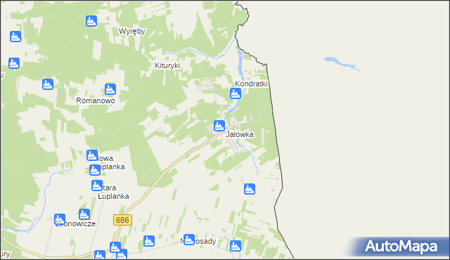 mapa Jałówka gmina Michałowo, Jałówka gmina Michałowo na mapie Targeo