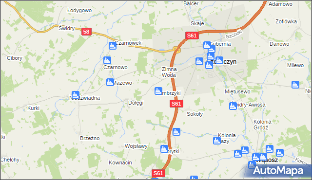 mapa Jambrzyki, Jambrzyki na mapie Targeo