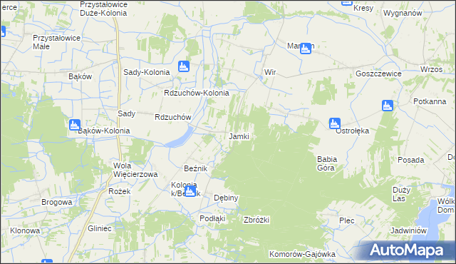 mapa Jamki gmina Potworów, Jamki gmina Potworów na mapie Targeo