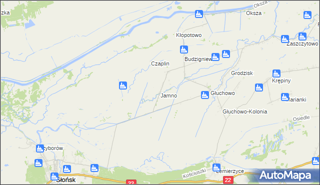 mapa Jamno gmina Słońsk, Jamno gmina Słońsk na mapie Targeo