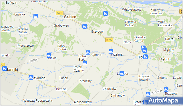 mapa Jamno gmina Słubice, Jamno gmina Słubice na mapie Targeo