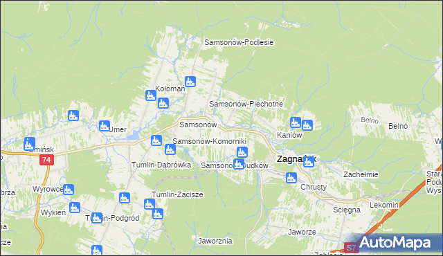 mapa Janaszów gmina Zagnańsk, Janaszów gmina Zagnańsk na mapie Targeo