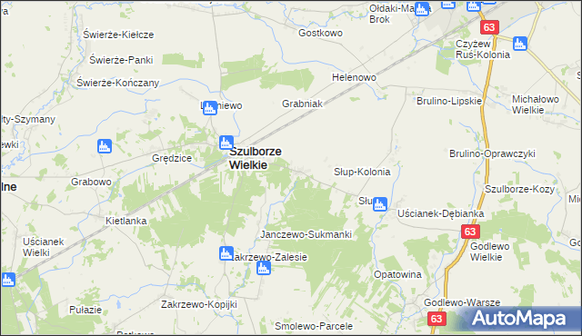 mapa Janczewo Wielkie, Janczewo Wielkie na mapie Targeo