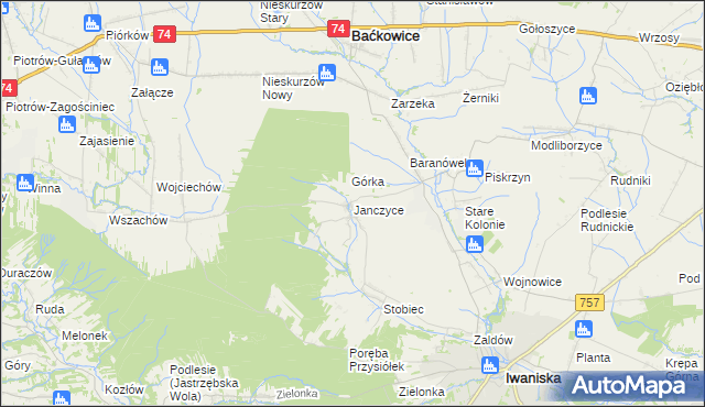 mapa Janczyce, Janczyce na mapie Targeo