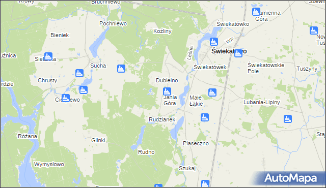 mapa Jania Góra gmina Świekatowo, Jania Góra gmina Świekatowo na mapie Targeo