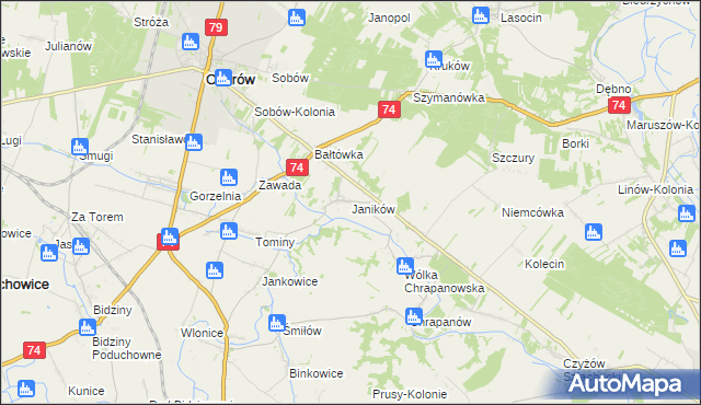 mapa Janików gmina Ożarów, Janików gmina Ożarów na mapie Targeo