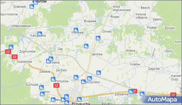 mapa Janików gmina Przysucha, Janików gmina Przysucha na mapie Targeo