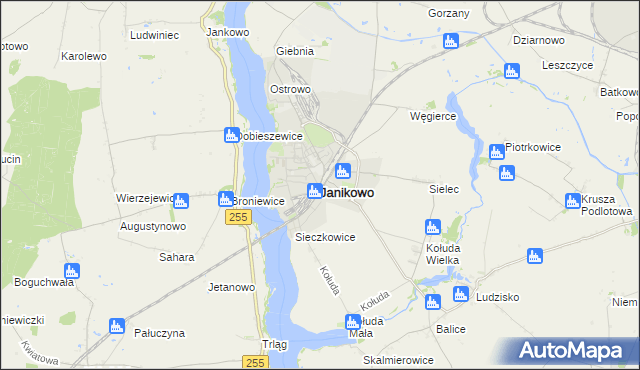 mapa Janikowo powiat inowrocławski, Janikowo powiat inowrocławski na mapie Targeo