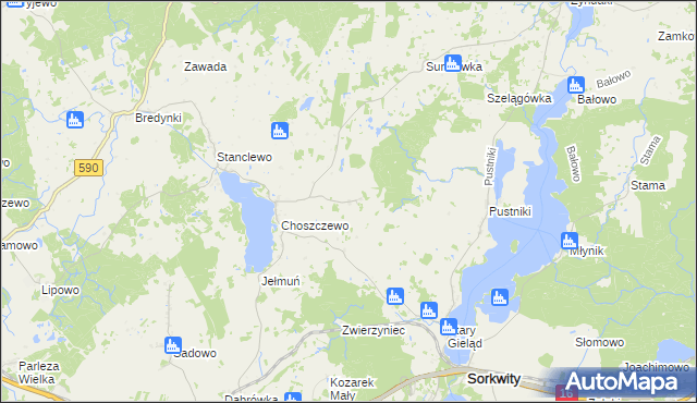 mapa Janiszewo gmina Sorkwity, Janiszewo gmina Sorkwity na mapie Targeo