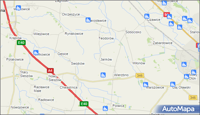 mapa Janków gmina Domaniów, Janków gmina Domaniów na mapie Targeo