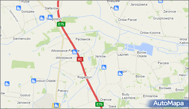 mapa Janków gmina Piątek, Janków gmina Piątek na mapie Targeo