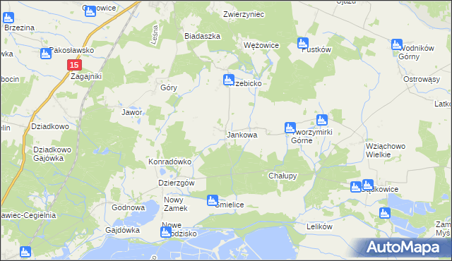 mapa Jankowa gmina Cieszków, Jankowa gmina Cieszków na mapie Targeo