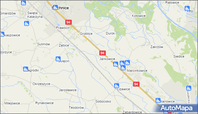 mapa Jankowice gmina Oława, Jankowice gmina Oława na mapie Targeo