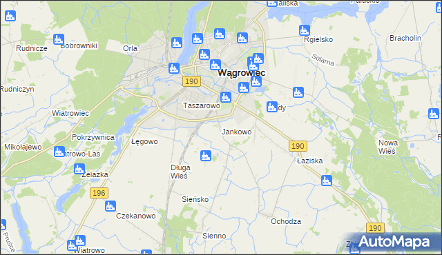 mapa Jankowo gmina Wągrowiec, Jankowo gmina Wągrowiec na mapie Targeo