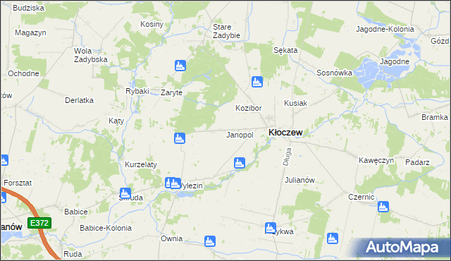 mapa Janopol gmina Kłoczew, Janopol gmina Kłoczew na mapie Targeo