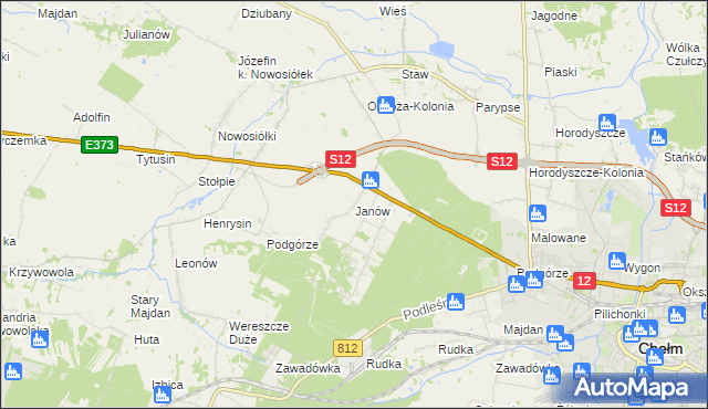 mapa Janów gmina Chełm, Janów gmina Chełm na mapie Targeo