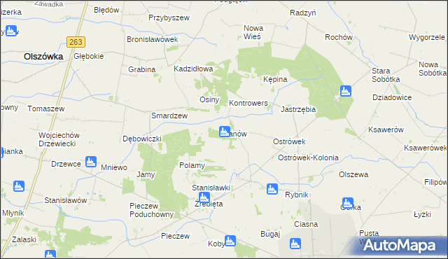 mapa Janów gmina Grabów, Janów gmina Grabów na mapie Targeo