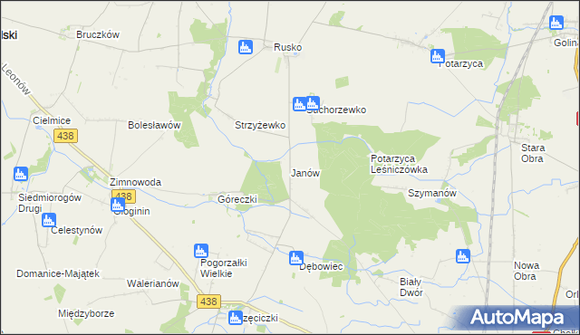 mapa Janów gmina Jaraczewo, Janów gmina Jaraczewo na mapie Targeo