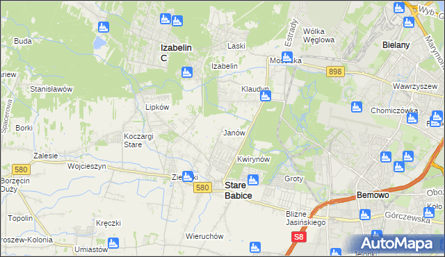 mapa Janów gmina Stare Babice, Janów gmina Stare Babice na mapie Targeo